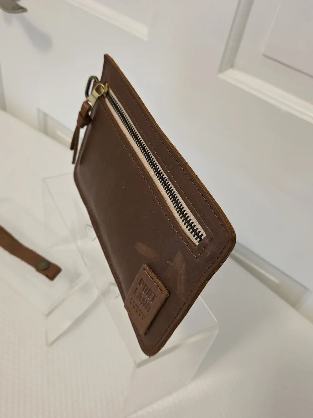 Portland Leather Goods Adriana Brown Leather Wristlet/Clutch, Slim, Versatile
